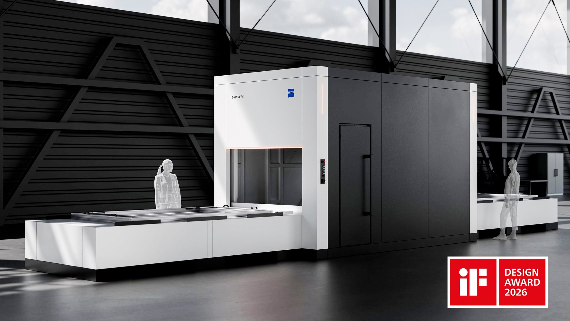 ZEISS OMNIA GC in einer Werkshalle, mit dem Signet des iF Design Award 2026